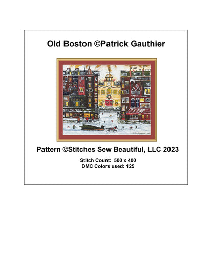 Old Boston cross stitch pattern by Patrick Gauthier