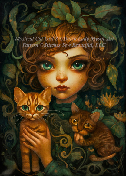 Mystical Cat Girl 8 cross stitch pattern by DutchLadyMysticArt