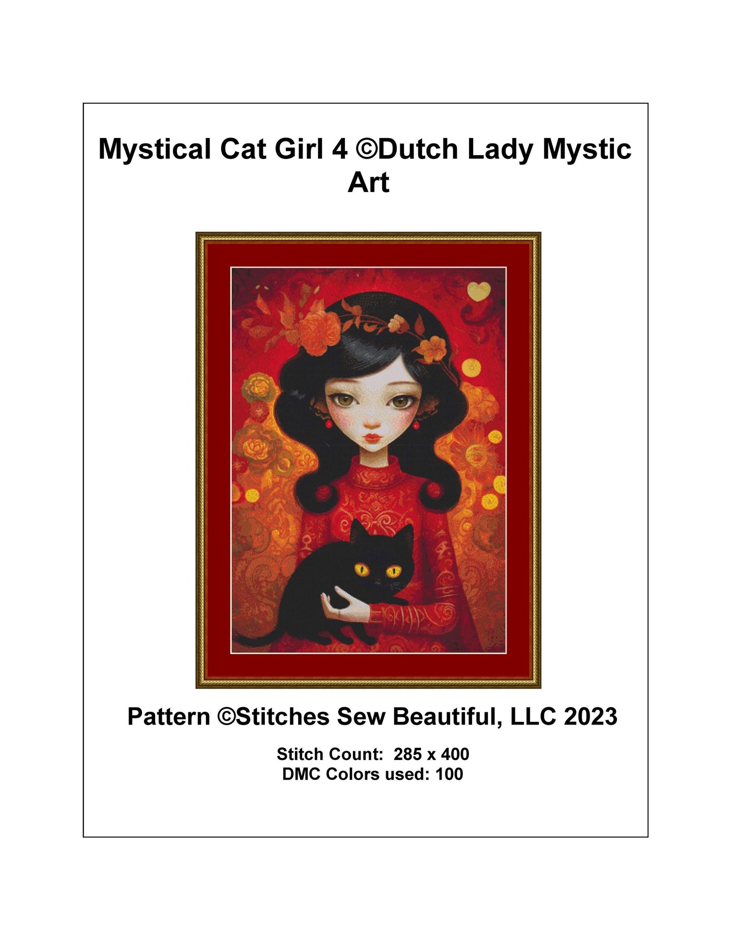 Mystical Cat Girl 4 cross stitch pattern by DutchLadyMysticArt