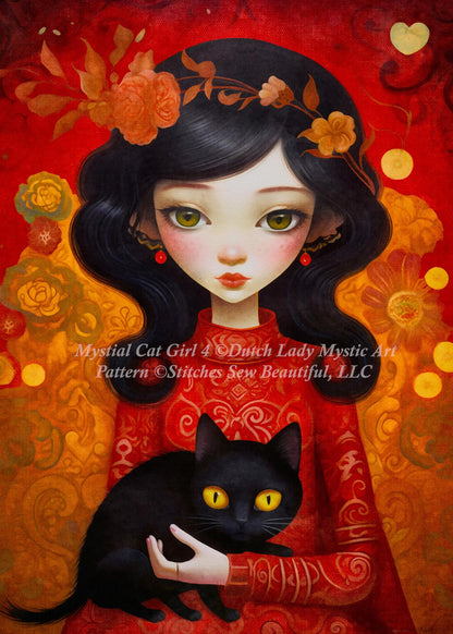 Mystical Cat Girl 4 cross stitch pattern by DutchLadyMysticArt