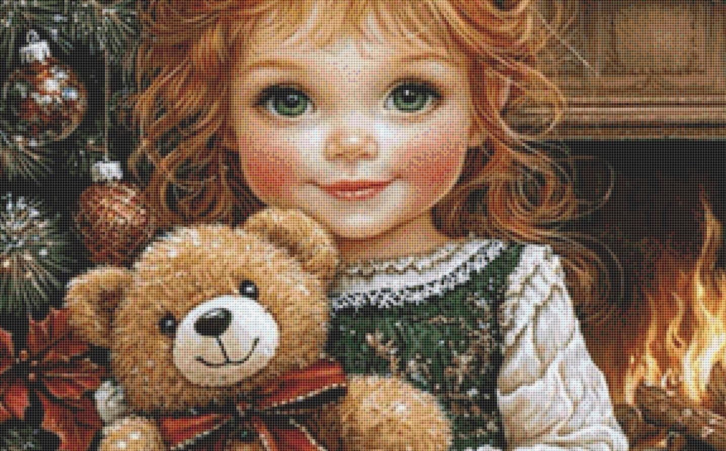 Snuggling by the Fireside counted cross stitch pattern by Ingrid Jean AI Art
