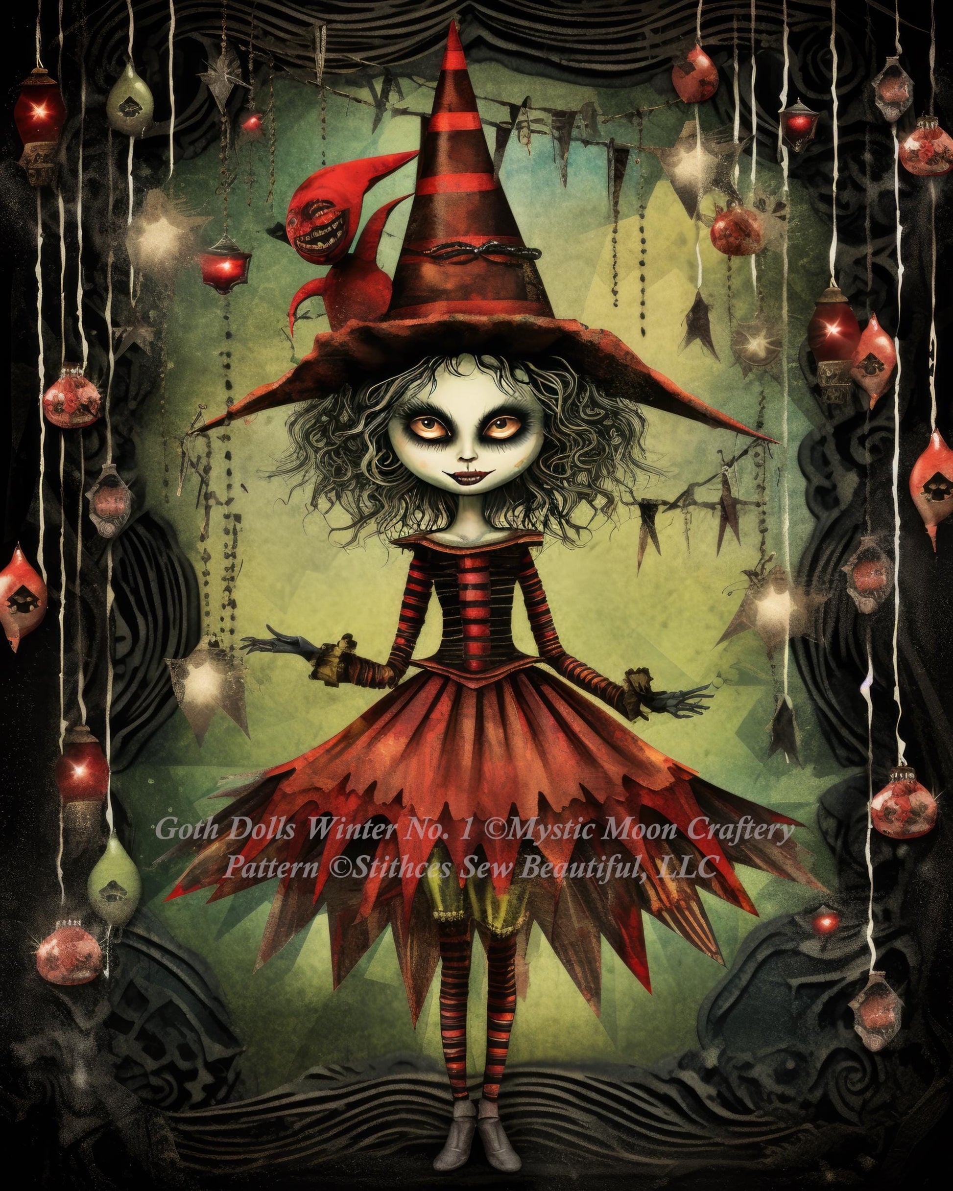 Goth Dolls Winter No. 1 cross stitch pattern by MysticMoonCraftery