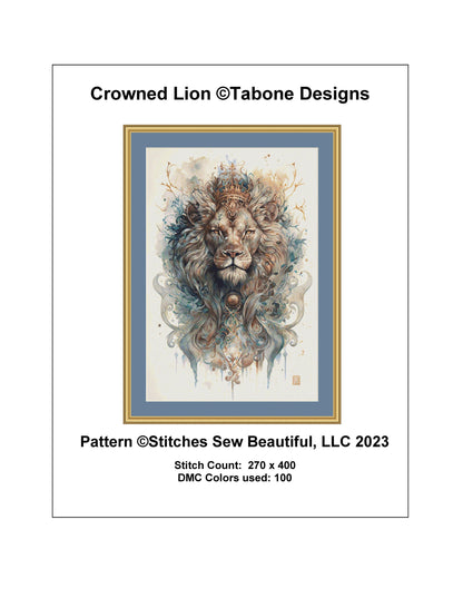 Crowned Lion cross stitch pattern by TaboneDesigns