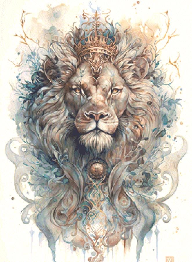 Crowned Lion cross stitch pattern by TaboneDesigns