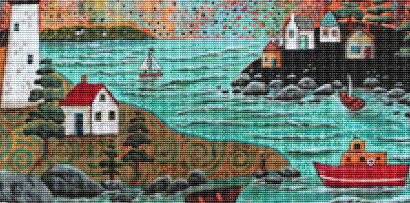 Blue Sea (Small) counted cross stitch pattern by Karla Gerard