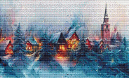 Santa's Enchanted City counted cross stitch pattern by Eder Jose Rosa