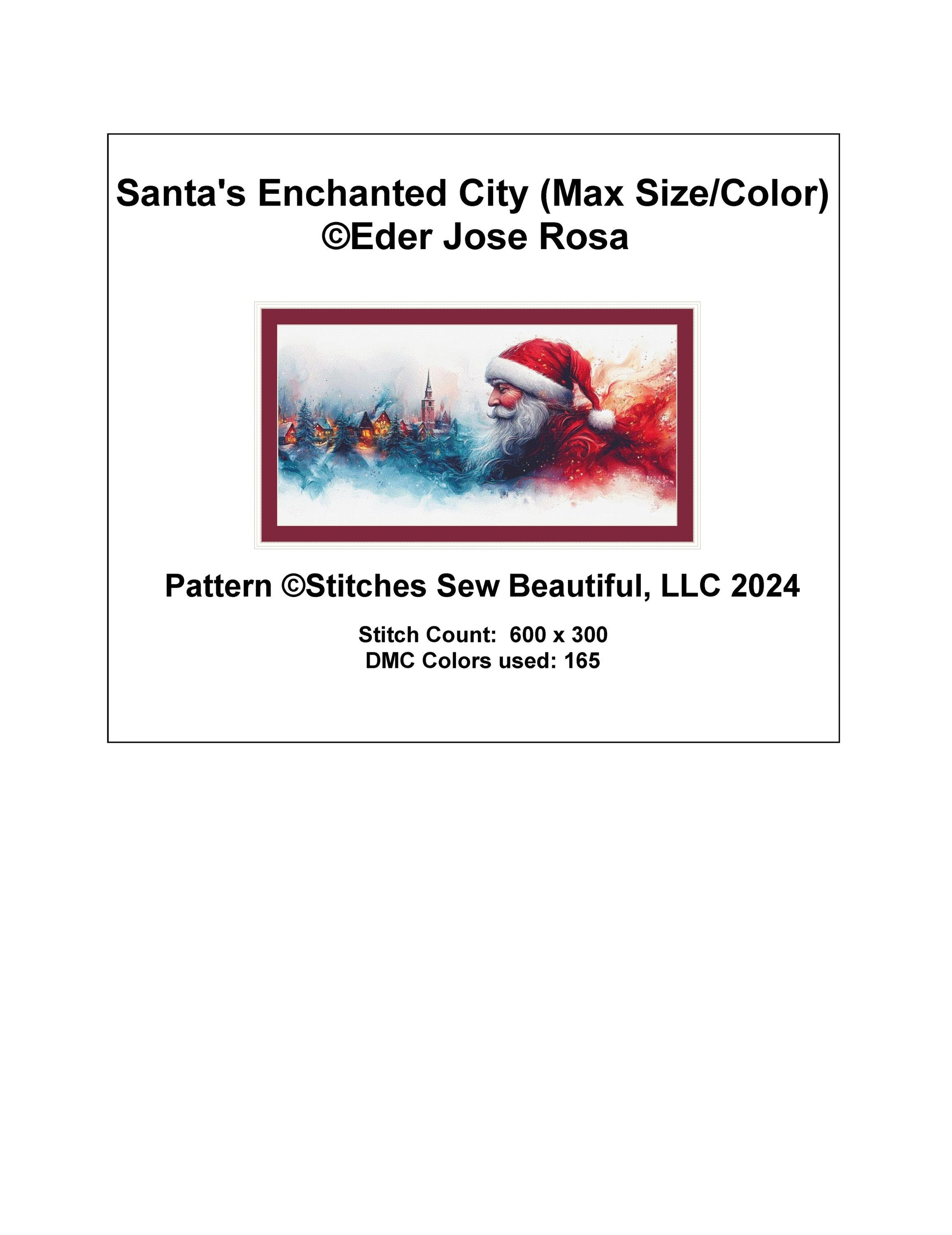 Santa's Enchanted City (Max Size/Color) counted cross stitch pattern by Eder Jose Rosa