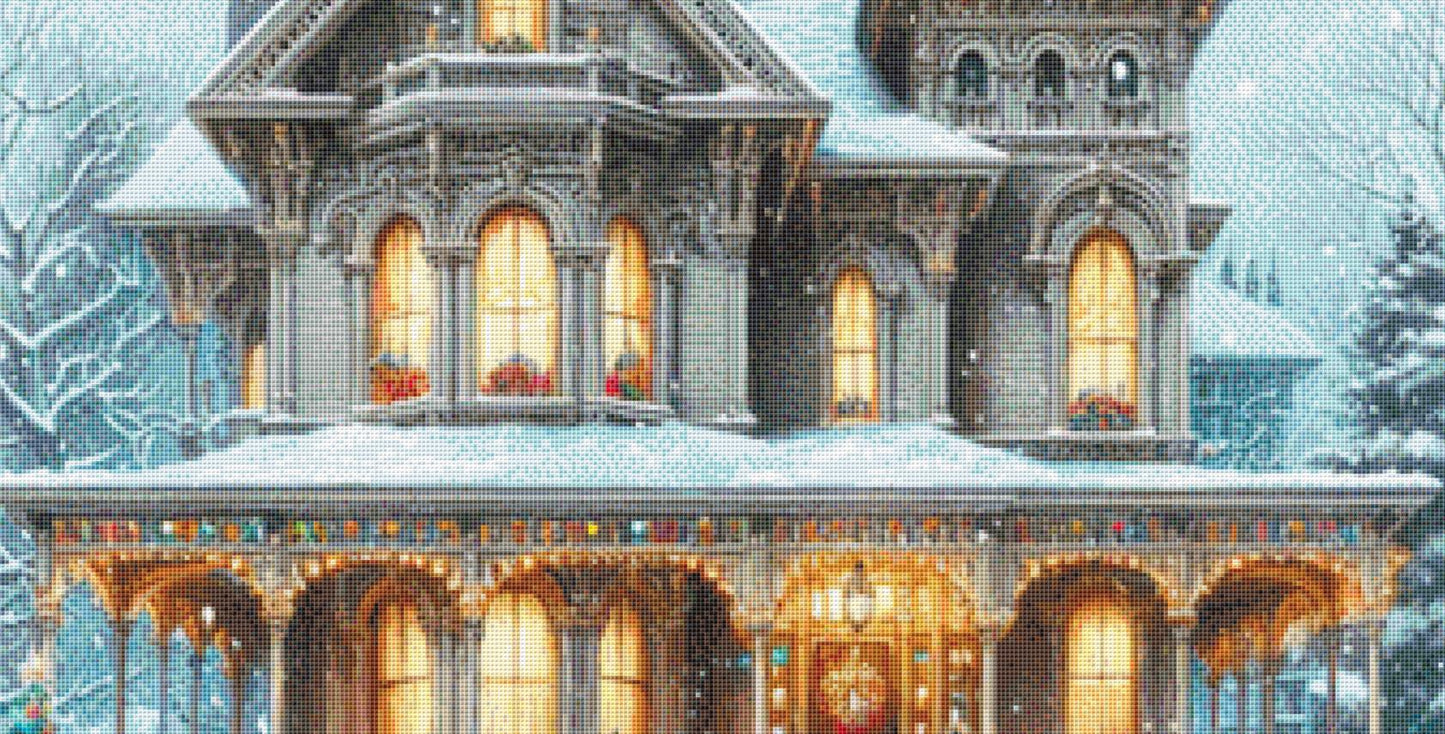 Victorian Christmas Home counted cross stitch pattern by FantasyDigitals