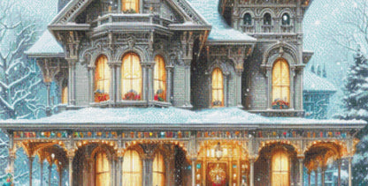Victorian Christmas Home counted cross stitch pattern by FantasyDigitals