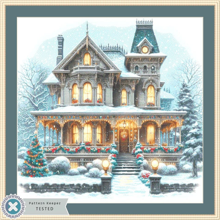 Victorian Christmas Home counted cross stitch pattern by FantasyDigitals