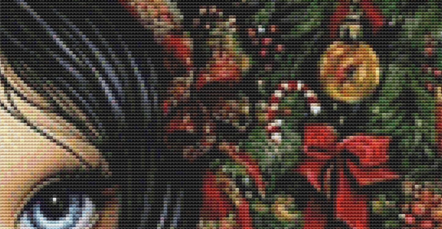 Jolie Petite Fille Poinsettia counted cross stitch pattern by Ingrid Jean AI Art