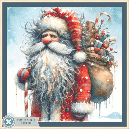 Weathered Santa (Max Size/Color) counted cross stitch pattern by Ingrid Jean AI Art