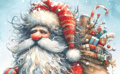 Weathered Santa (Max Size/Color) counted cross stitch pattern by Ingrid Jean AI Art