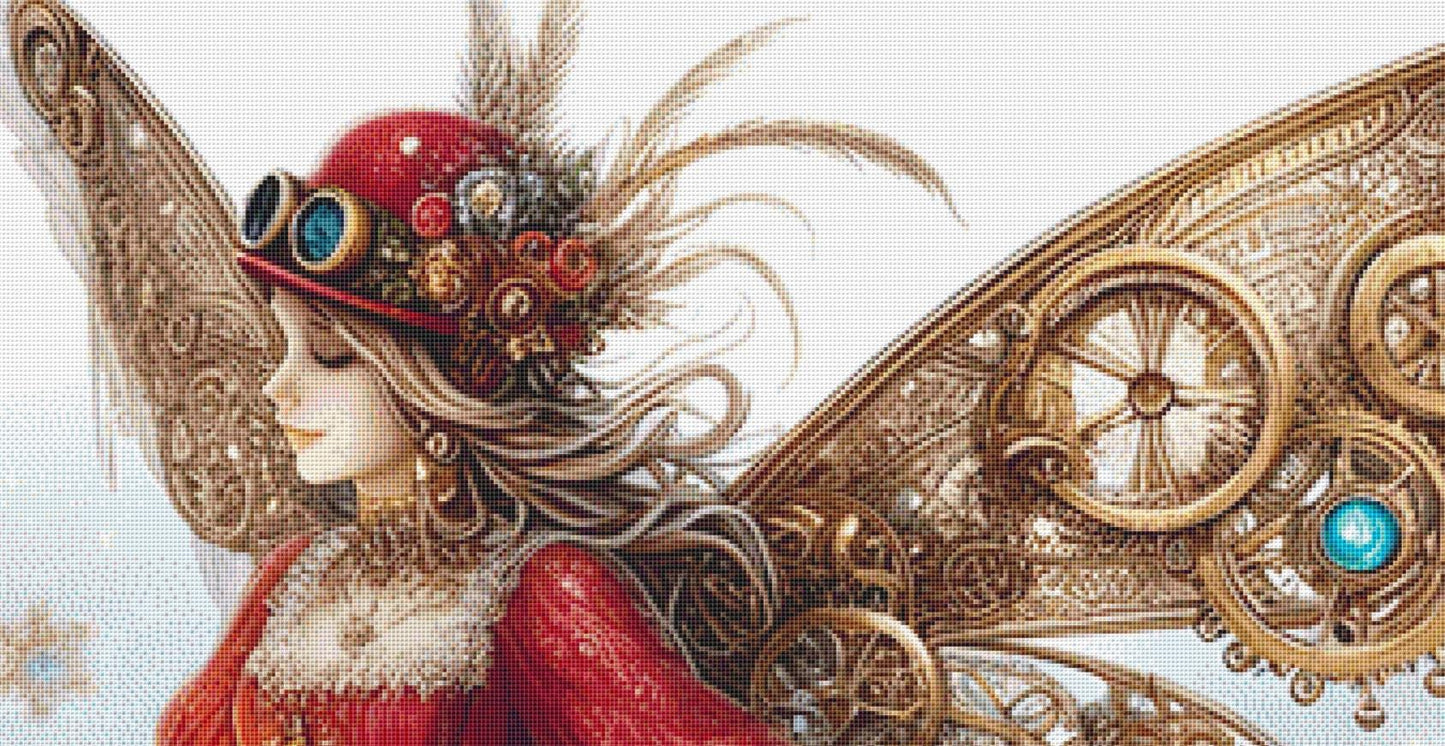 Steampunk Christmas Fairy 3 (Max Size/Color) counted cross stitch pattern by AdneLStudio