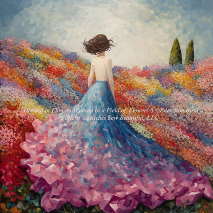 Woman in a Field of Flowers 5 cross stitch pattern by Eder Jose Rosa