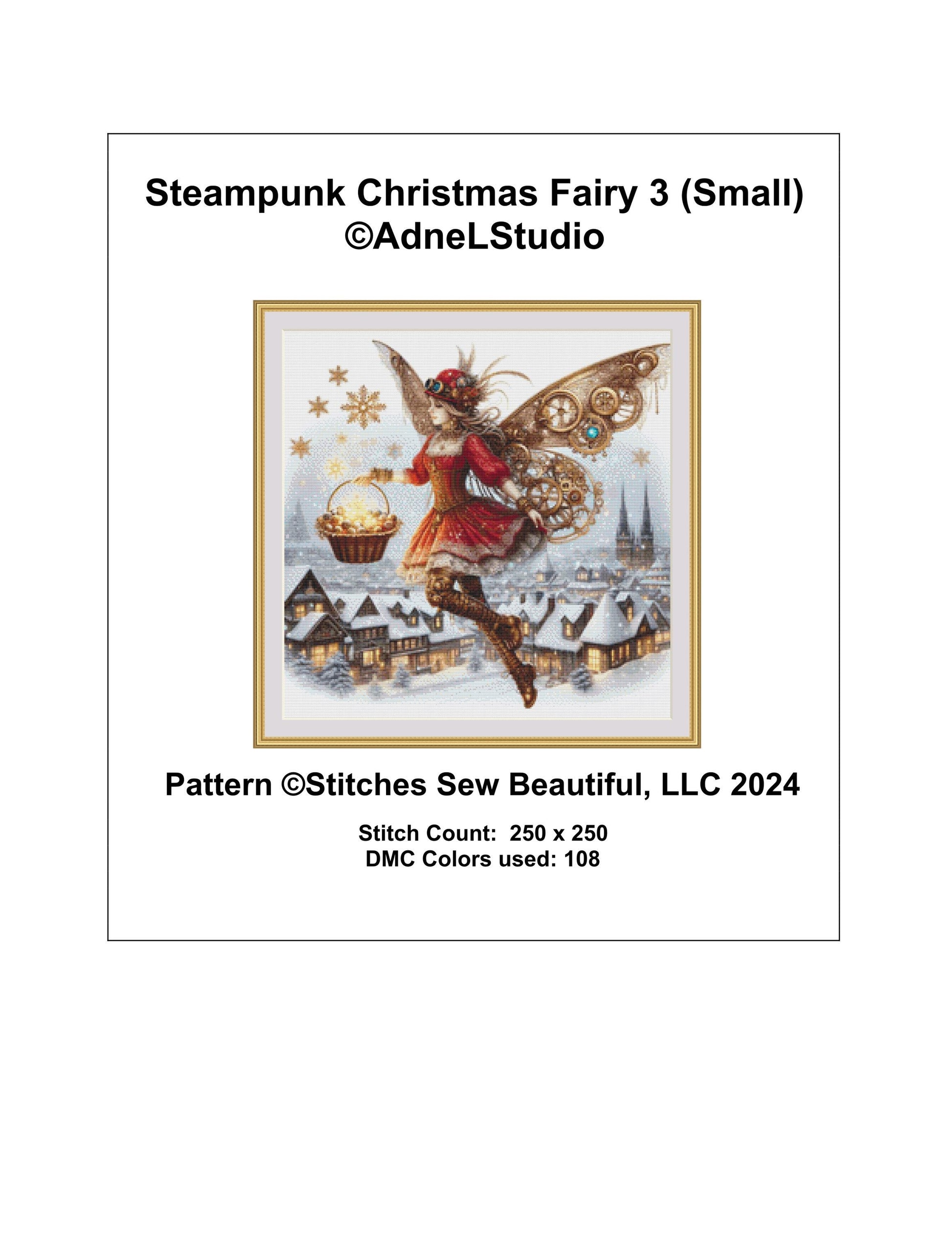 Steampunk Christmas Fairy 3 (Small) counted cross stitch pattern by AdneLStudio