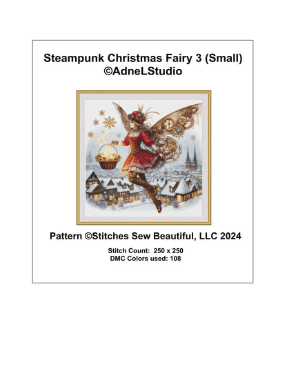 Steampunk Christmas Fairy 3 (Small) counted cross stitch pattern by AdneLStudio