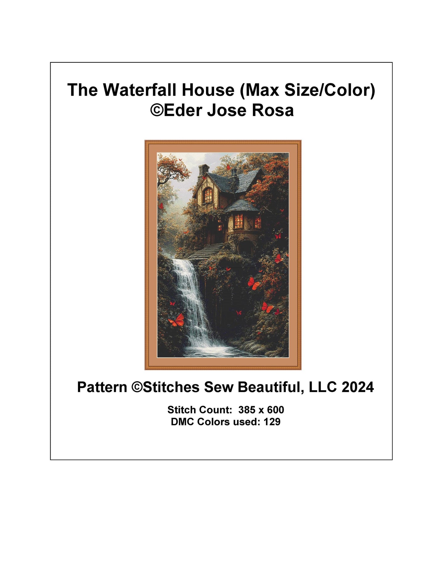The Waterfall House (Max Size/Color) counted cross stitch pattern by Eder Jose Rosa