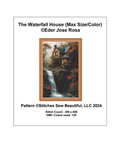 The Waterfall House (Max Size/Color) counted cross stitch pattern by Eder Jose Rosa