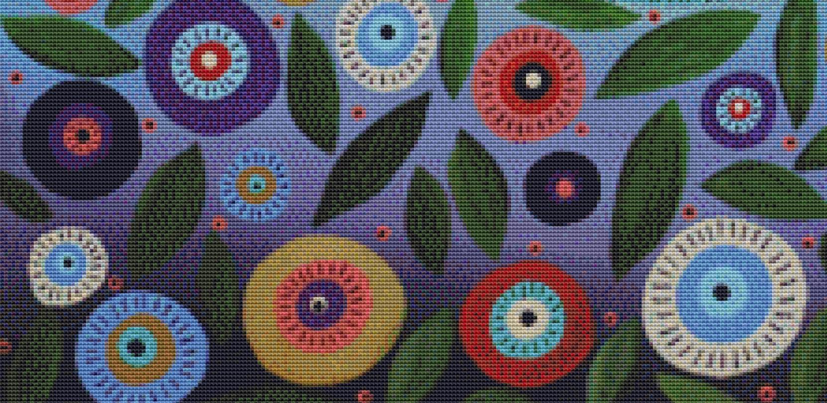 Stained Glass Church counted cross stitch pattern by Karla Gerard