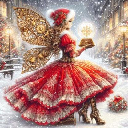 Steampunk Christmas Fairy counted cross stitch pattern by AdneLStudio