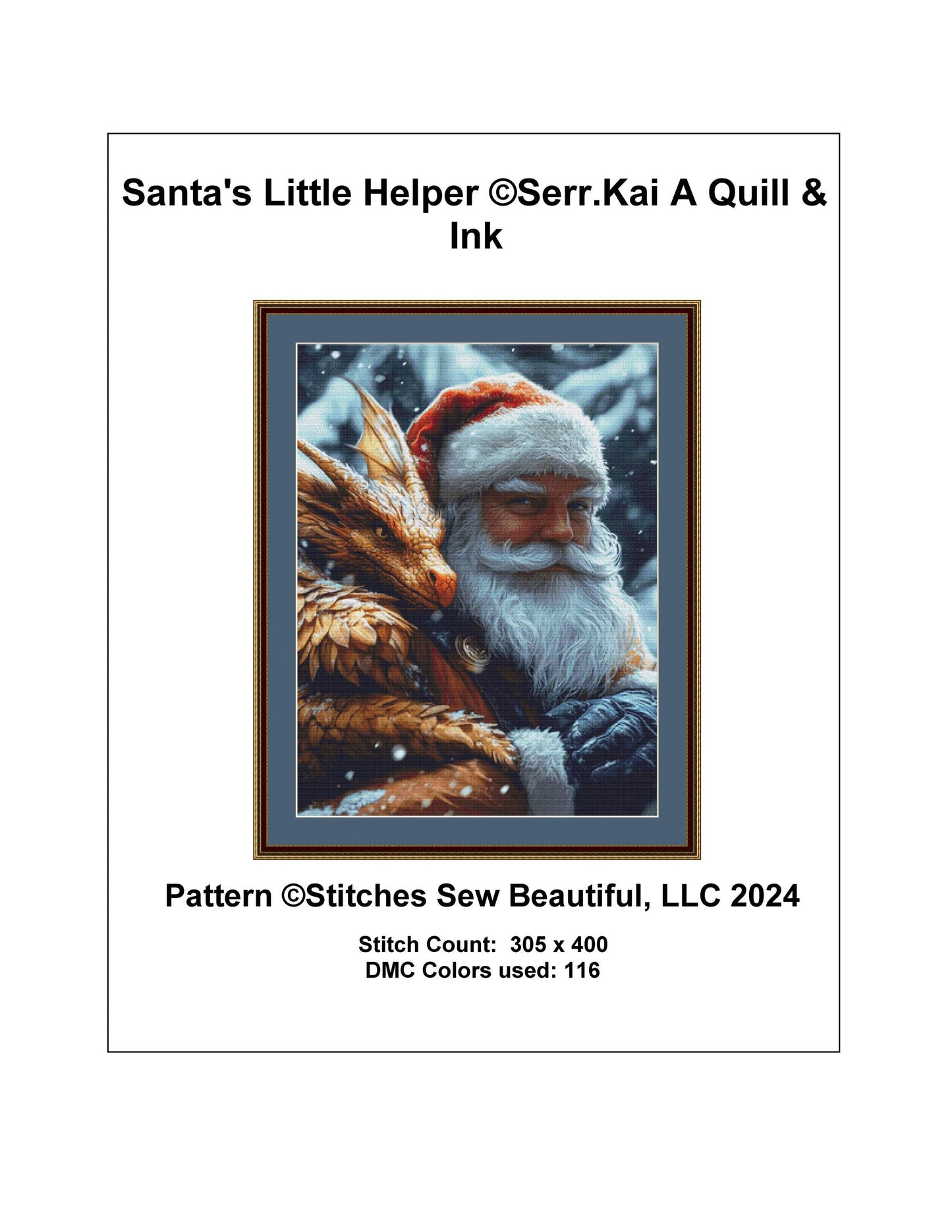 Santa's Little Helper counted cross stitch pattern by Serr.Kai A Quill & Ink
