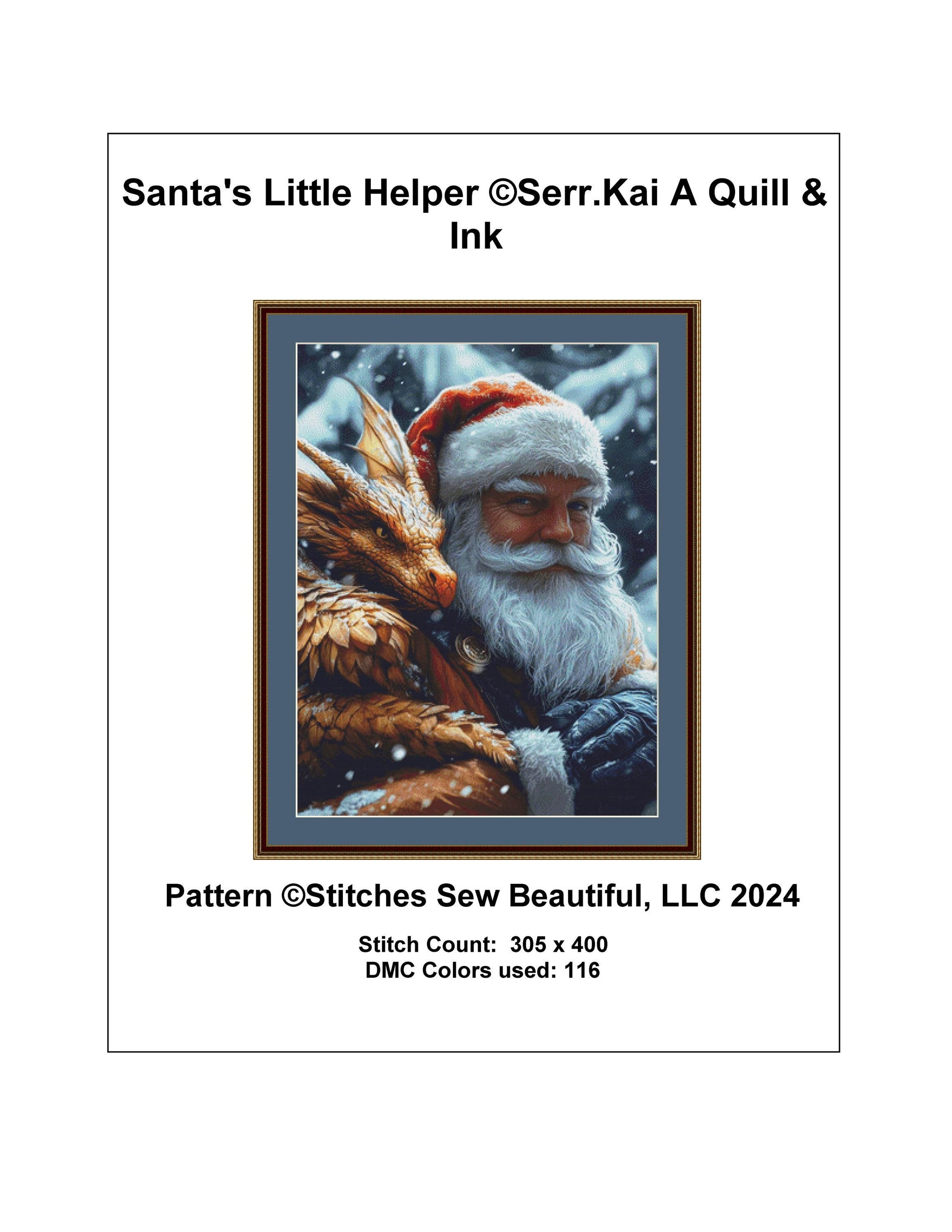 Santa's Little Helper counted cross stitch pattern by Serr.Kai A Quill & Ink