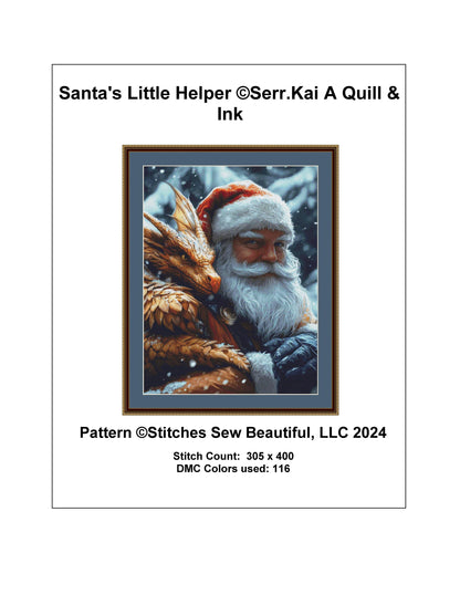 Santa's Little Helper counted cross stitch pattern by Serr.Kai A Quill & Ink