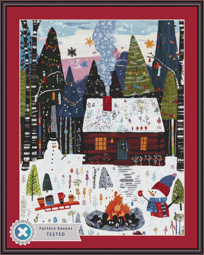 Cozy Hideaway in Winter Woods counted cross stitch pattern by The Art Revivalist