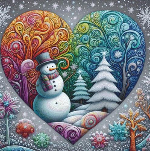 A Colorful Winter Wonderland counted cross stitch pattern by World of Love Hearts/Adrian G. Eyre