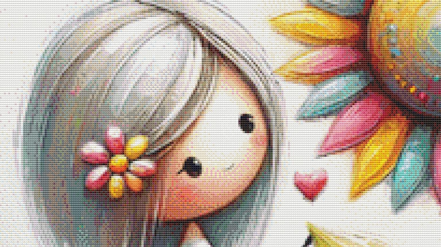 Lovely Sunflower counted cross stitch pattern by World of Love Hearts/Adrian G Eyre