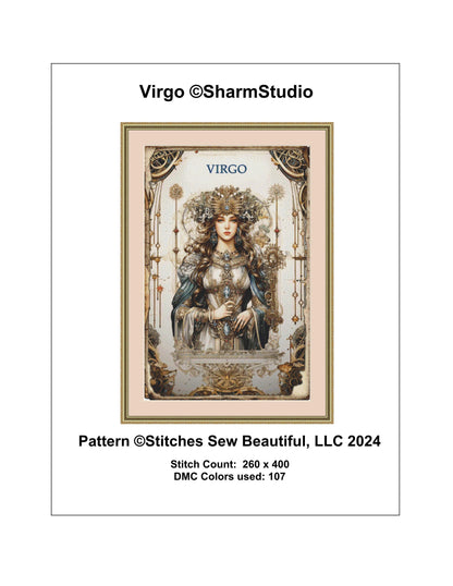 Zodiac - Virgo counted cross stitch pattern by Sharm Studio