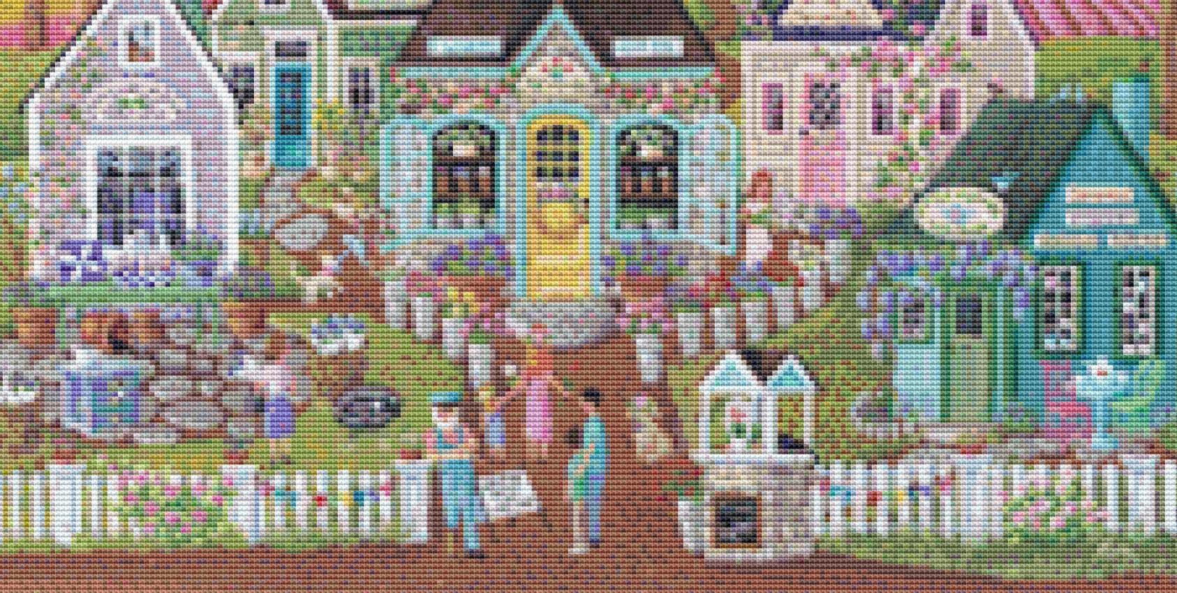 Flower Festival (Small) counted cross stitch pattern by Kim Leo license by JMS Art Licensing