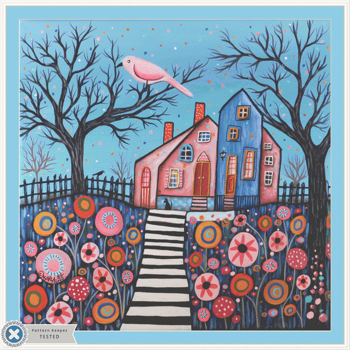 Pink Bird (Max Size/Color) counted cross stitch pattern by Karla Gerard