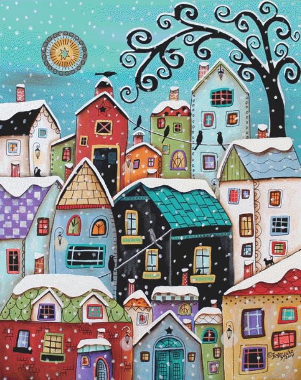 Winter City (Max Size/Color) counted cross stitch pattern by Karla Gerard