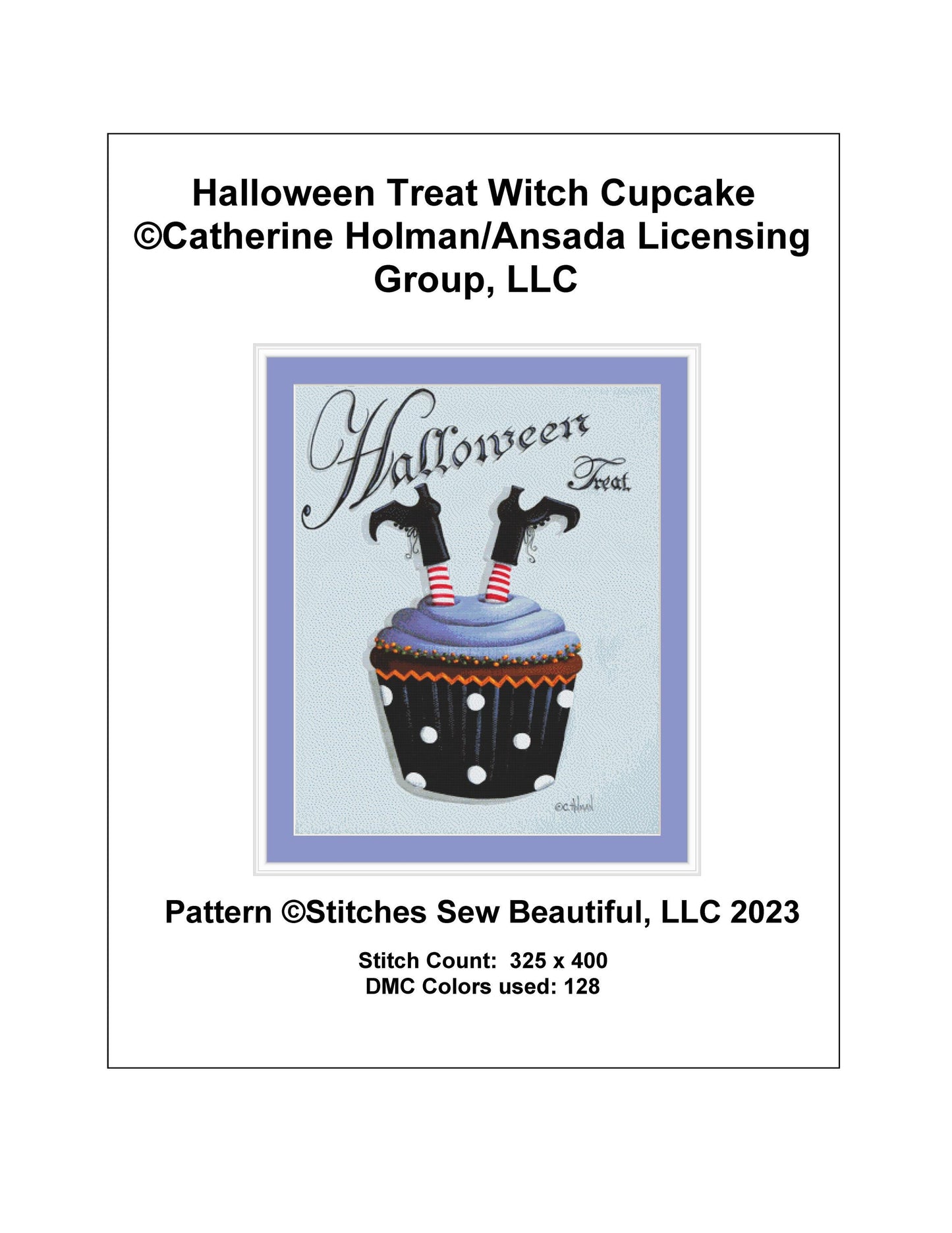 Halloween Treat Witch Cupcake cross stitch pattern by Catherine Holman/Ansada Licensing Group, LLC