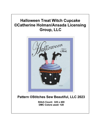 Halloween Treat Witch Cupcake cross stitch pattern by Catherine Holman/Ansada Licensing Group, LLC
