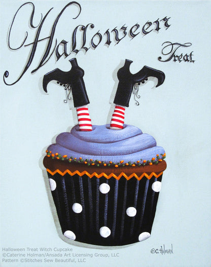 Halloween Treat Witch Cupcake cross stitch pattern by Catherine Holman/Ansada Licensing Group, LLC