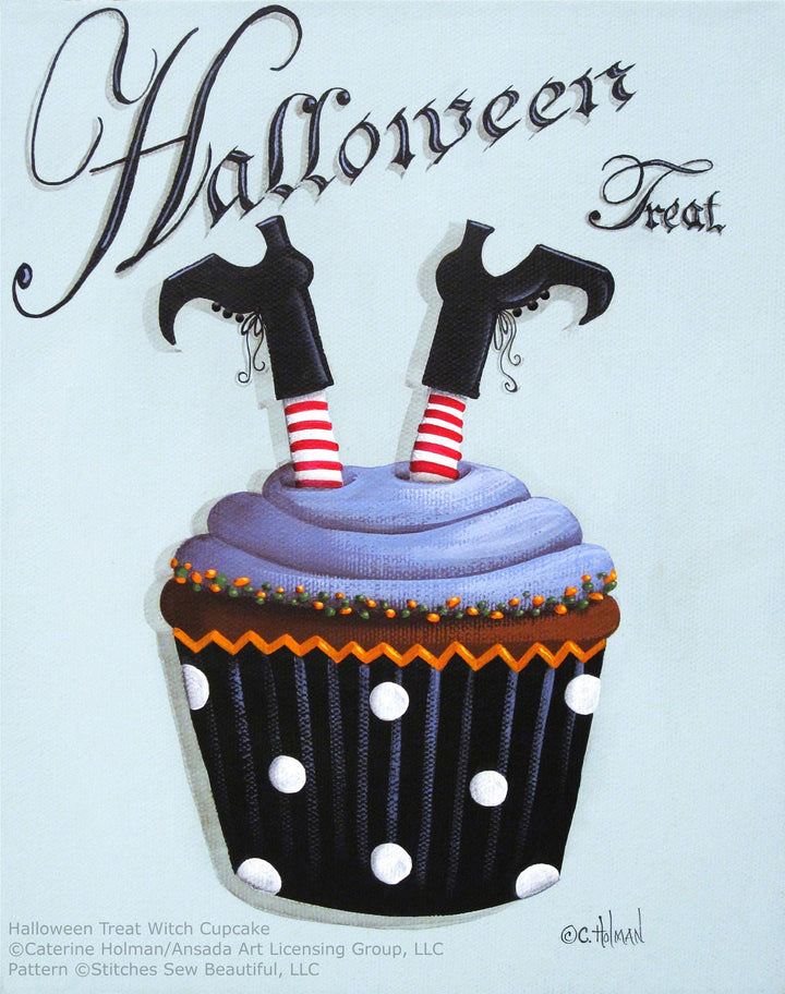 Halloween Treat Witch Cupcake cross stitch pattern by Catherine Holman/Ansada Licensing Group, LLC