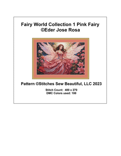 Fairy World Collection No. 1 Pink Fairy cross stitch pattern by Eder Jose Rosa