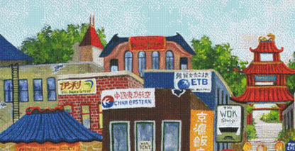 Bank Street (Max Size/Color) counted cross stitch pattern by Gwendolyn McShepard/Ansada Art Licensing Group, LLC