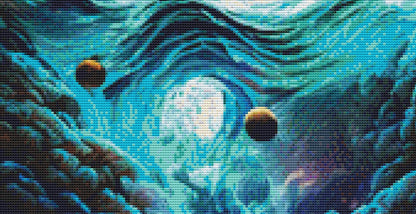 Cosmic Pirate Ship (Max Size/Color) counted cross stitch pattern by Digital Art Club AU