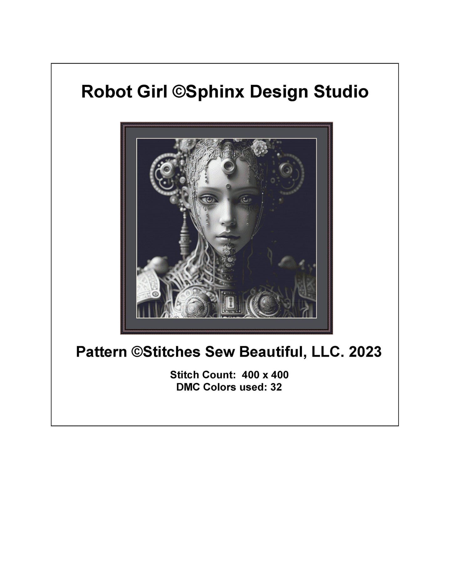 Robot Girl cross stitch pattern by SphinxDesignStudio