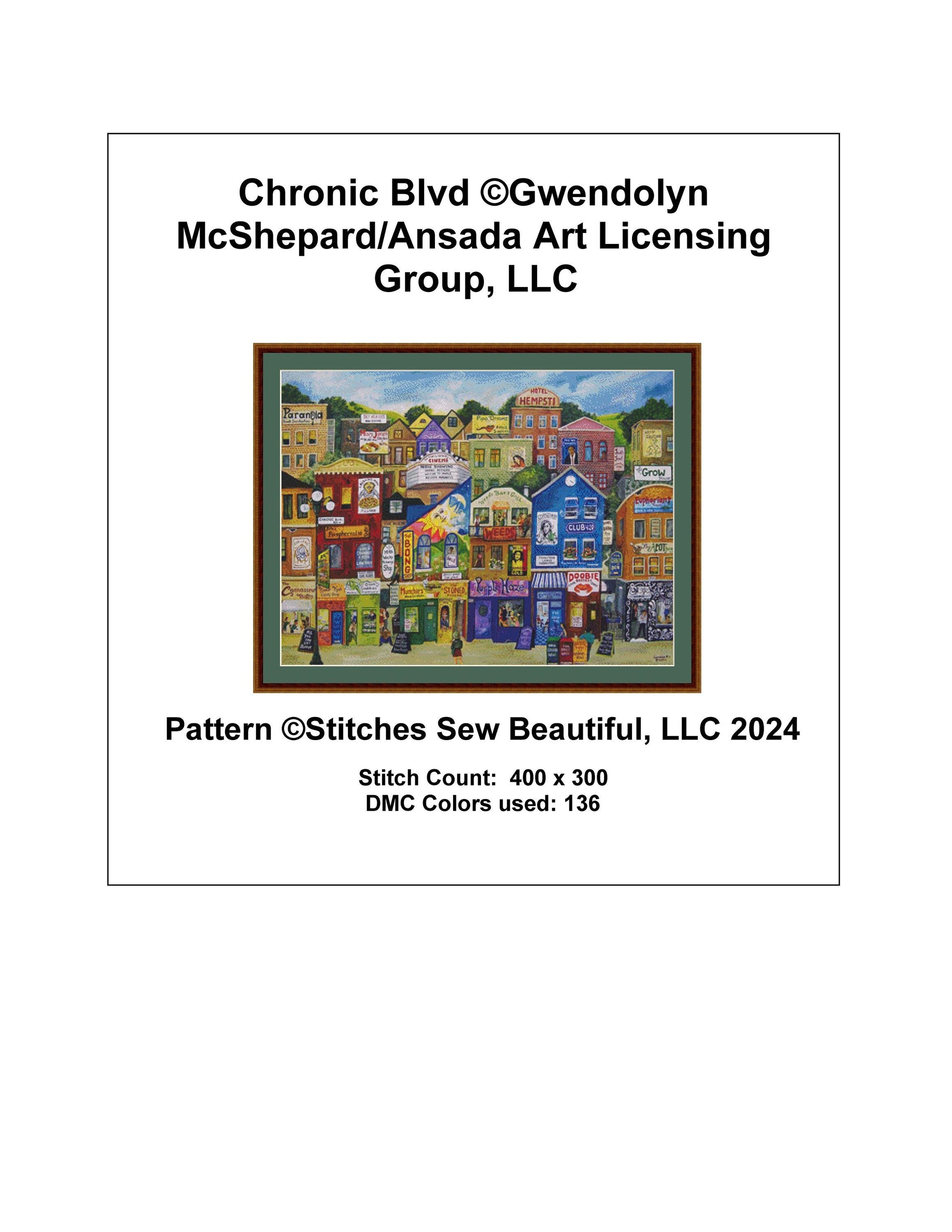 Chronic Blvd counted cross stitch pattern by Gwendolyn McShepard/Ansada Art Licensing Group, LLC