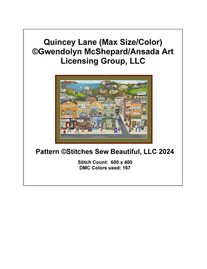 Quincey Lane (Max Size/Color) counted cross stitch pattern by Gwendolyn McShepard/Ansada Art Licensing Group, LLC