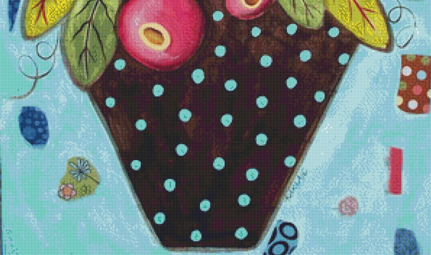 Polka Dot Pot (Max Color) counted cross stitch pattern by Karla Gerard