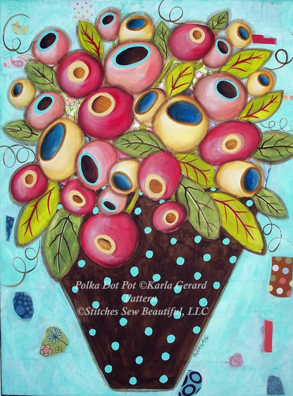 Polka Dot Pot (Max Color) counted cross stitch pattern by Karla Gerard
