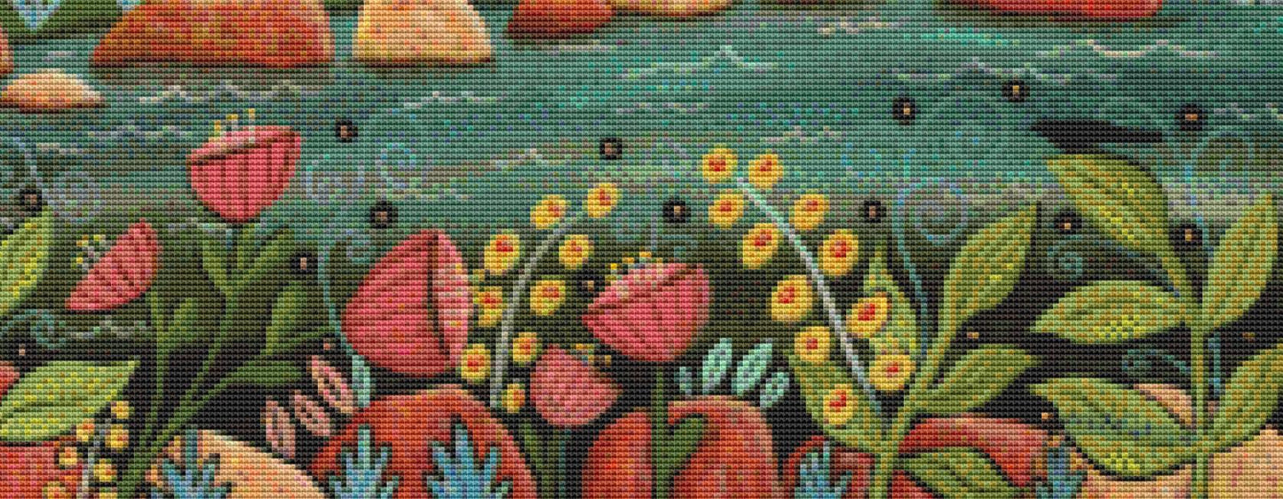 Festive Seascape (Small) counted cross stitch pattern by Karla Gerard