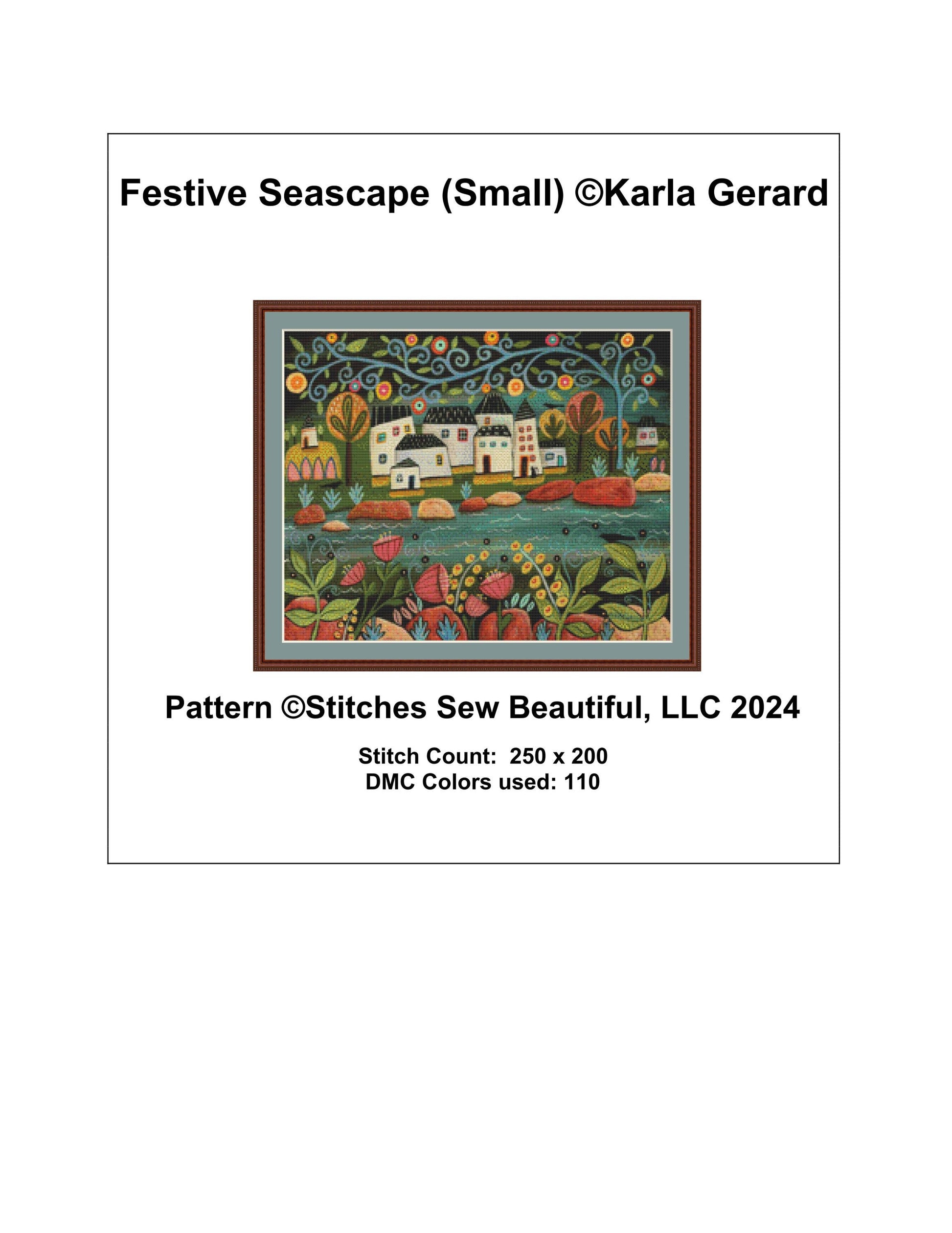 Festive Seascape (Small) counted cross stitch pattern by Karla Gerard