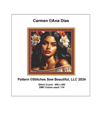 Carmen counted cross stitch pattern by Ana Dias